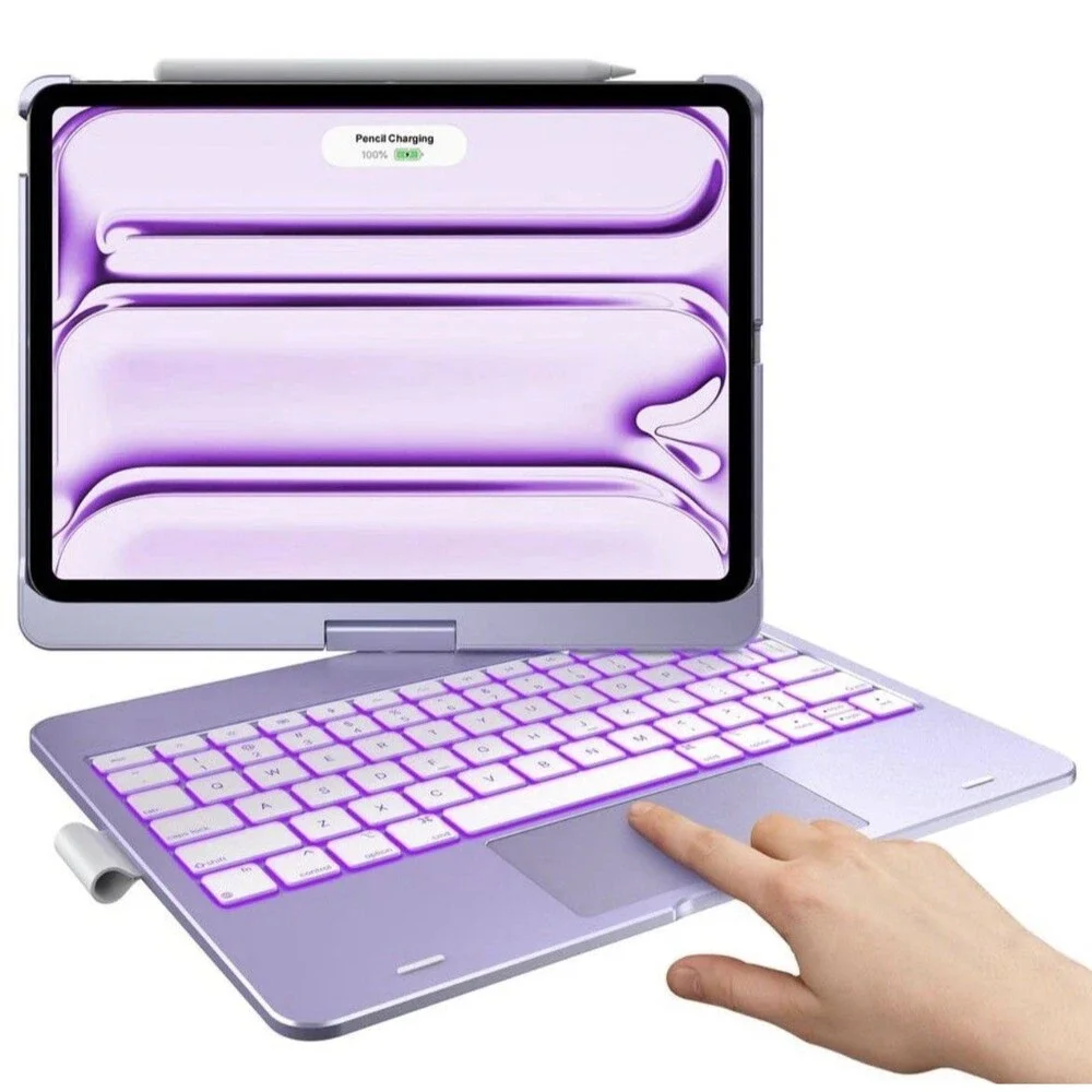 Light Purple 360° Rotatable Touch Keyboard Case for iPad Pro 11
